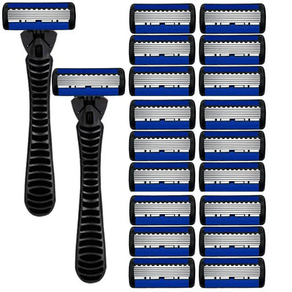 6-Layer Manual Safety Razor – Stainless Steel Double Edge Blade Shaver for Beard & Moustache Grooming