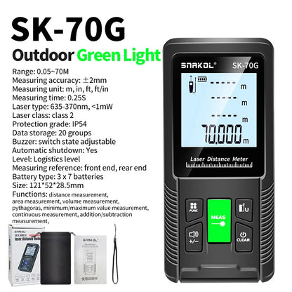Snakol 120M Green Laser Tape Measure — High Accuracy Digital Distance Meter & Electronic Ruler