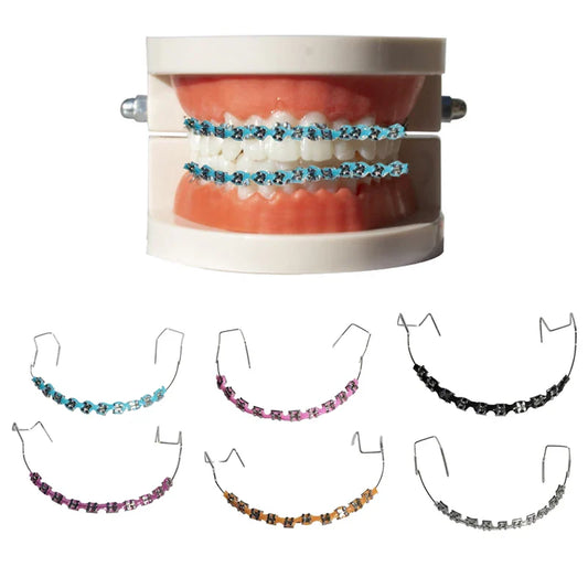 Colorful Temporary Tooth Decorations – Metal Hook with Wires, Bracket & Orthodontic Ligature Ties for Dental Decoration