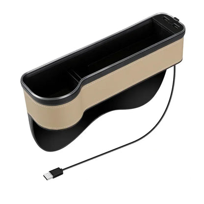 Car Seat Gap Organizer with 2 USB Chargers, LED Colorful Light, Pocket for Cards, Phone, Bottle & Cup Holder