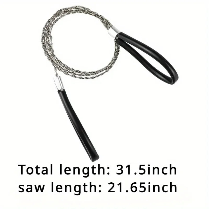 Portable Stainless Steel Wire Saw — Pocket Chain Saw with Finger Handle for Camping, Hiking & Survival