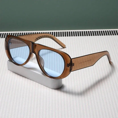 Fashion Retro Oval Large Frame Sunglasses — Minimalist Design UV-Resistant Eyewear for Women