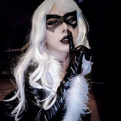Black Gothic Harajuku Punk Cat Eye Mask — Sexy PU Leather Masquerade Mask for Cosplay & Role Play Accessories