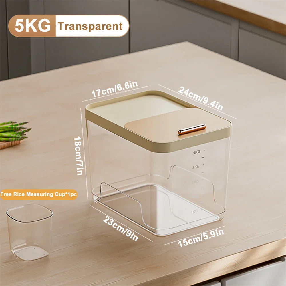 10KG Rice Storage Container & Pet Food Box - Sealed Cereal Dispenser with Buckle, Insect-Proof Grain Organizer for Kitchen
