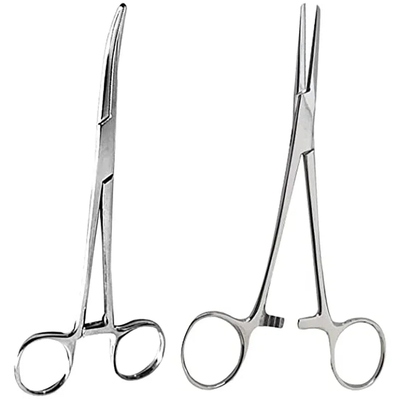Stainless Steel Hemostatic Forceps – Surgical Locking Clamp Tool, Curved & Straight Tip Fishing Pliers & Medical Hemostat Tool