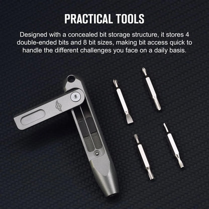 OKNIFE Otacle D1 Titanium EDC Screwdriver – 8-in-1 Multi-Bit with S2 Steel Magnetic Bits, Mini Precision Tool for Work & Daily Use