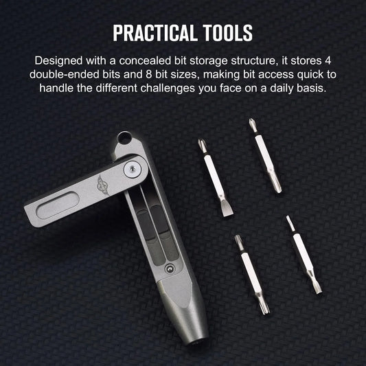 OKNIFE Otacle D1 Titanium EDC Screwdriver – 8-in-1 Multi-Bit with S2 Steel Magnetic Bits, Mini Precision Tool for Work & Daily Use