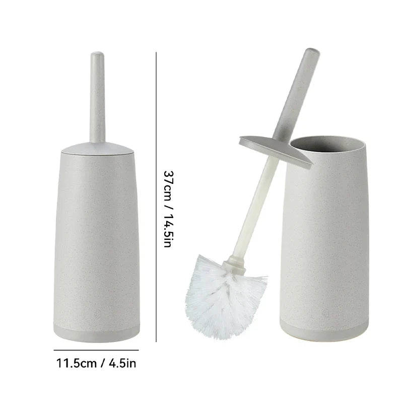 WORTHBUY Toilet Brush Set - Long Handle Bathroom Cleaning Brush with Standing Holder Base for WC Care
