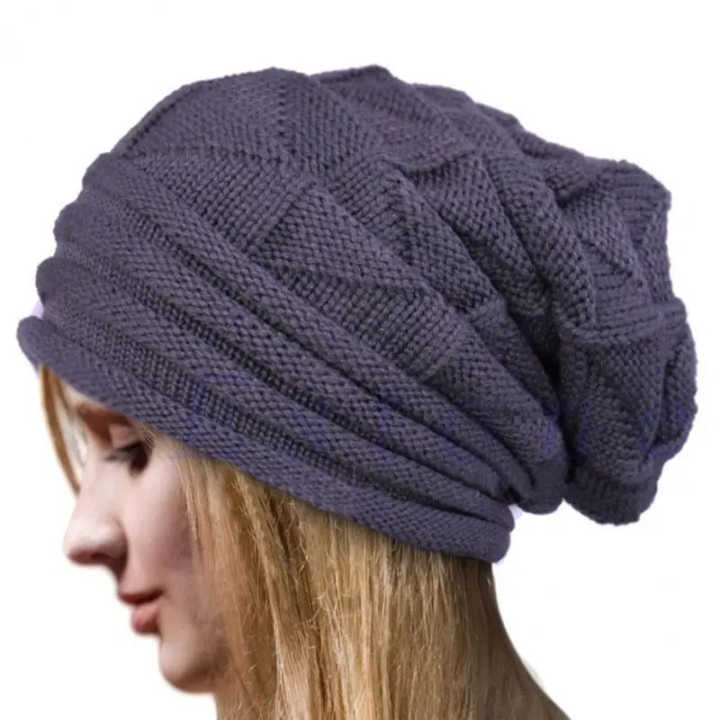 Knitted Baggy Beanie - Oversized Winter Hat, Slouchy Ski Cap for Men and Women, Warm Wool Skullies Beanies, Unisex