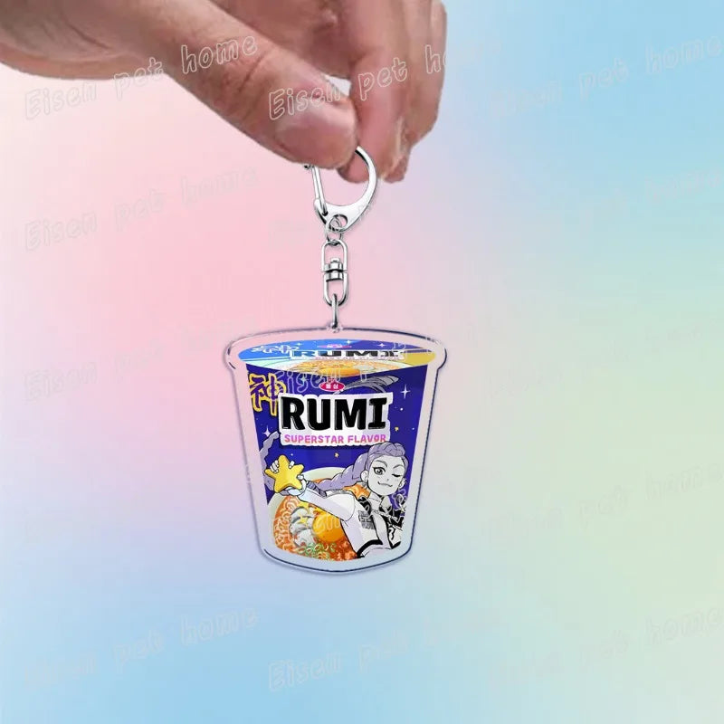 Kpop Demon Hunters Huntrix Saja Boys Keychain Bag Charm Rumi Zoey Jinu Ramen Keyring Fans Gift