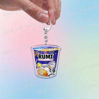 Kpop Demon Hunters Huntrix Saja Boys Keychain Bag Charm Rumi Zoey Jinu Ramen Keyring Fans Gift