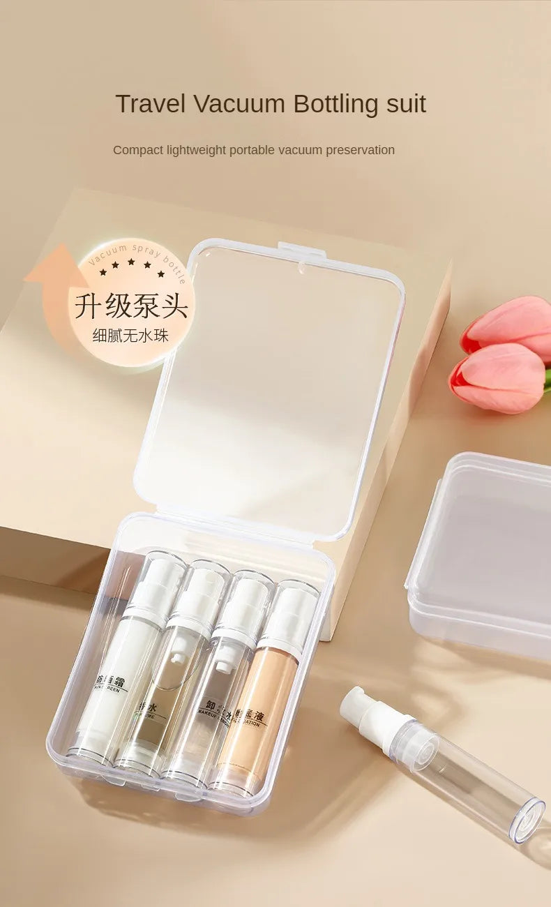 5-15ml Clear Refillable Airless Pump Bottle Set – Travel Cream, Lotion & Spray Containers for Toiletries