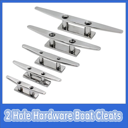 2 Hole Boat Cleats - 4/5/6/8 PCS Set, 316 Stainless Steel Polished Mooring Cleats for Marine Boats and Yachts