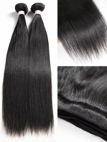 Rosabeauty Hair Straight Lace Closure Bundles – 28-40 Inch, 100% Natural Brazilian Remy Human Hair Deal for Women