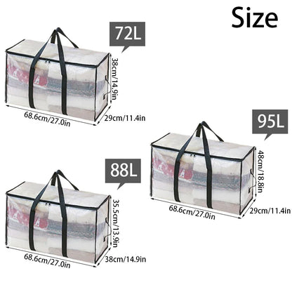 Large Capacity Waterproof Clothes Storage Bag – Foldable Blanket & Garment Organizer for Home, Bedroom, Closet, Transparent Storage Container