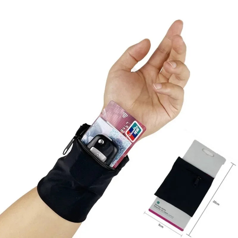 Lightweight Zipper Running Bag - Wrist Wallet Pouch for Phone, Key, and Card - Sweatband Gym Fitness Sports Cycling Arm Bag