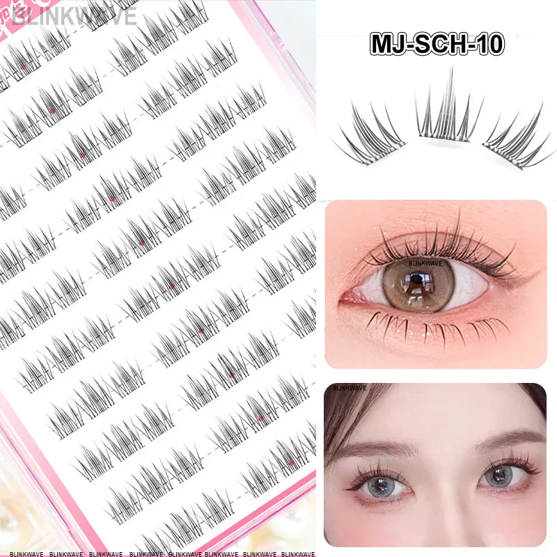 Large Capacity Girls’ Glue-Free False Eyelashes – Natural Wispy Reusable Bottom & Top Lashes, Easy Apply