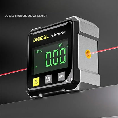 Pocket Digital Level Protractor — Professional 360° Magnetic Inclinometer with Digital Display & Laser Angle Gauge