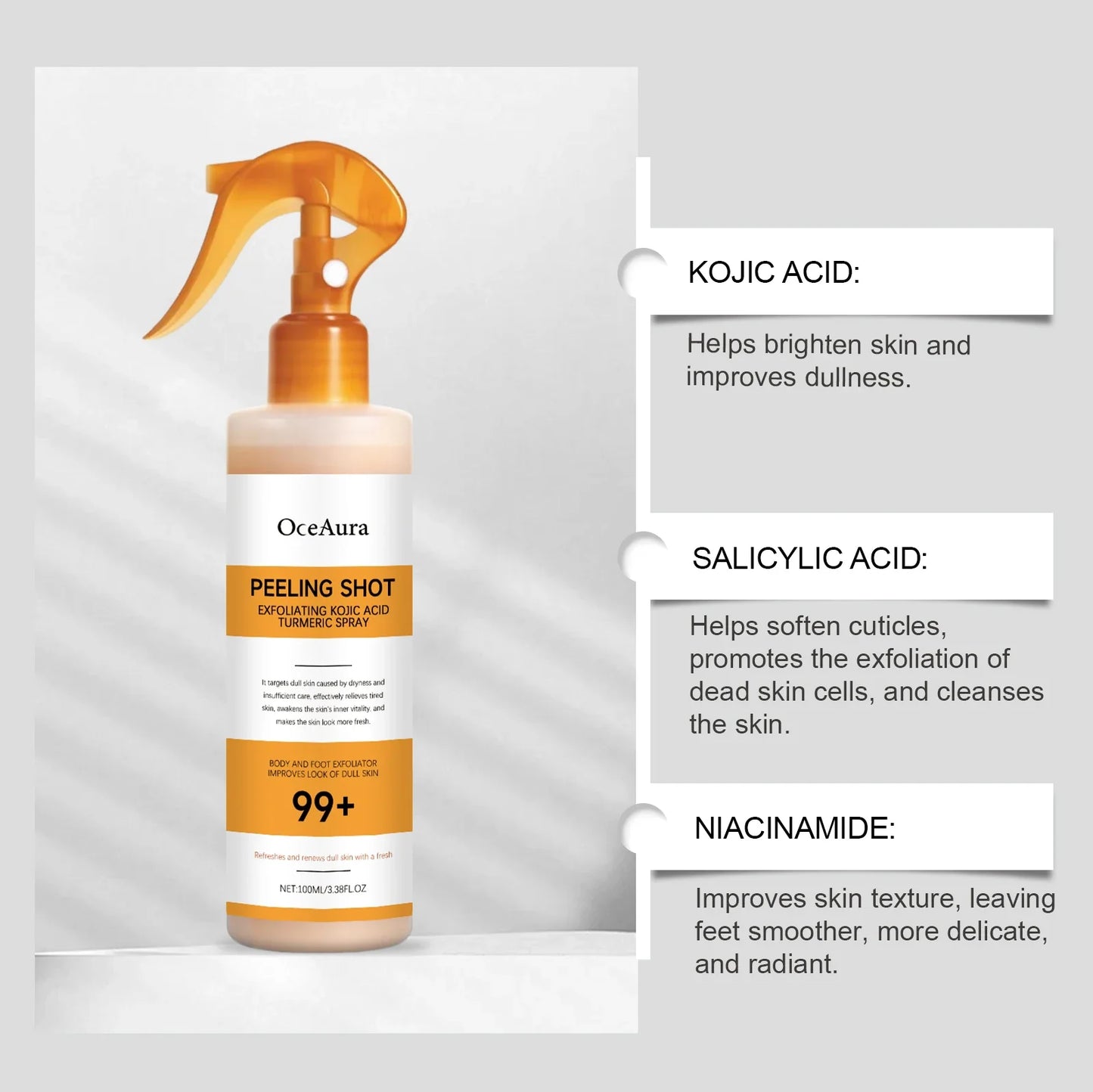 Kojic Acid Turmeric Spray & Serum - Exfoliating Hydrating Skin Care Treatment for Smooth, Nourished Skin