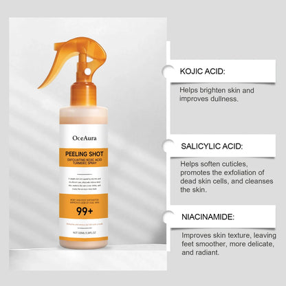 Kojic Acid Turmeric Spray & Serum - Exfoliating Hydrating Skin Care Treatment for Smooth, Nourished Skin