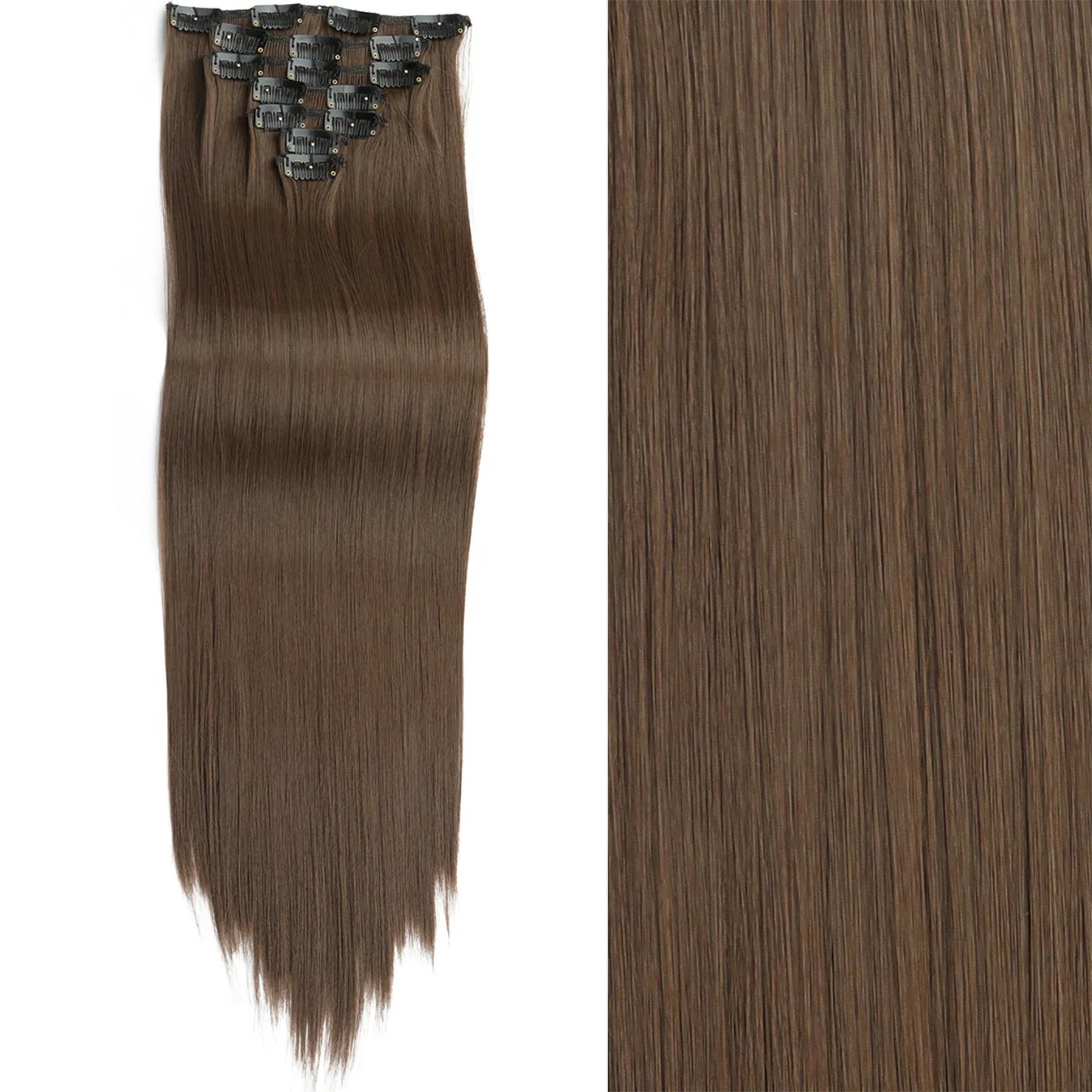 Women’s 7Pcs Hair Extensions with 16 Clips – Natural Black Straight Ombre Hairpiece