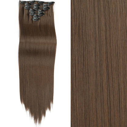 Women’s 7Pcs Hair Extensions with 16 Clips – Natural Black Straight Ombre Hairpiece