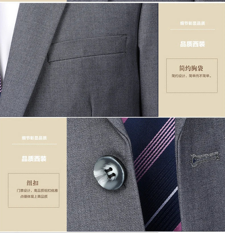 2023 Men’s Two-Button Wedding Suit — Korean Slim Fit Fashion Business Formal Two-Piece Set (Blazer + Trousers)