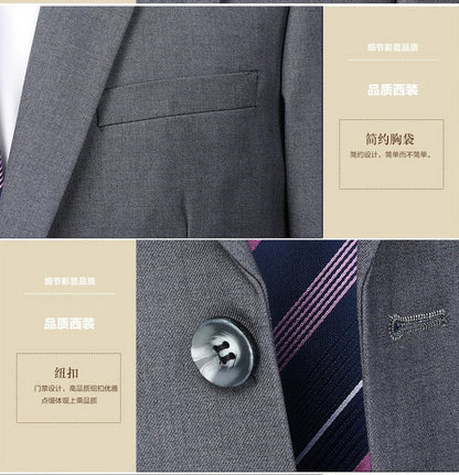 2023 Men’s Two-Button Wedding Suit — Korean Slim Fit Fashion Business Formal Two-Piece Set (Blazer + Trousers)