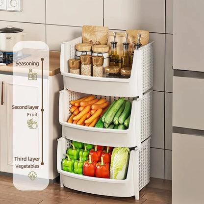 Multi-Layer Kitchen Storage Rack: Vegetable and Fruit Basket Organizer - Snack and Toy Storage Box for Home Kitchen