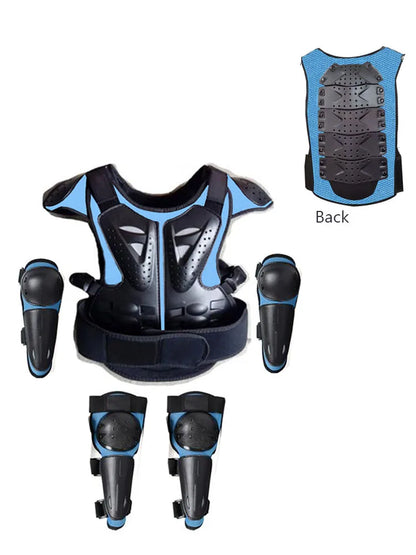 Kids Motocross Body Armor Vest – Chest, Spine & Knee Protection Gear for Boys & Girls (Height 0.85–1.7m)