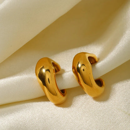 18K Gold Plated Punk Hip Hop Irregular Ear Clip – Waterproof Trendy Stainless Steel Jewelry