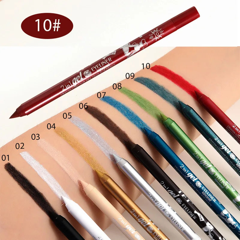 Waterproof Long-Lasting Eyeliner Pencil – Colorful Gel Eye Liner Pen in Blue, Black & White for Makeup and Beauty