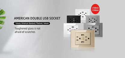 Herepow 118 Series Dual USB Wall Socket - Thailand & American Standard Smart Plug Adapter with Type-C 3.1A Fast Charging