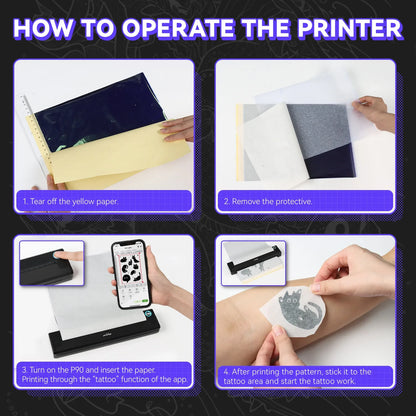 PeriPage P90 Wireless Thermal Tattoo Stencil Printer – Includes 5pcs Free Transfer Paper