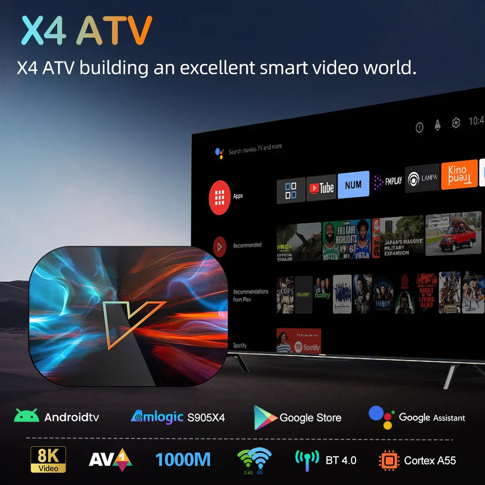 VONTAR X4 Android TV Box – Android 11.0, Amlogic S905X4, 4K, Google Voice Input, 4GB RAM, 32GB EMMC, WiFi