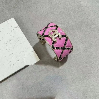 Gold Enamel Hollow Narrow Bracelet & Colorful Earrings Set — Classic Fashion, Lightweight Alloy Jewelry with Luxury Look