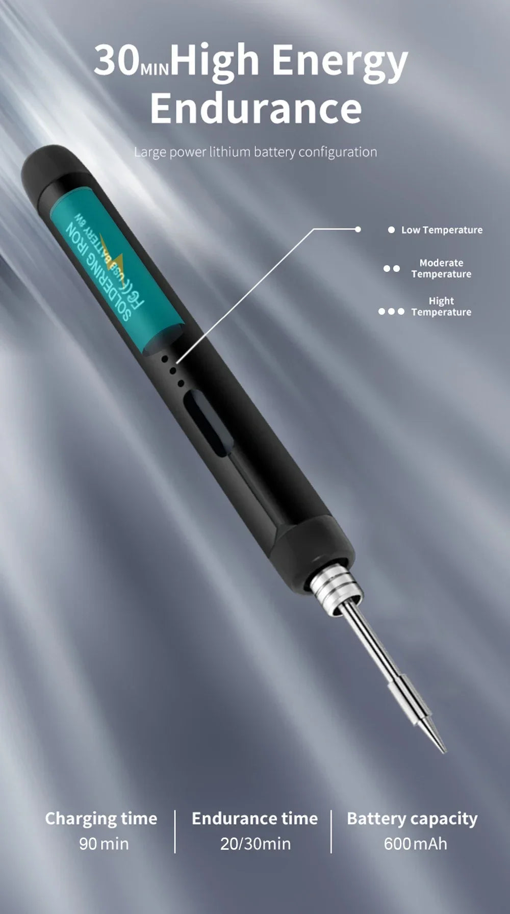 USB Wireless Digital Soldering Iron Kit – Cordless Electric Pen with Adjustable 300–450℃ Temperature