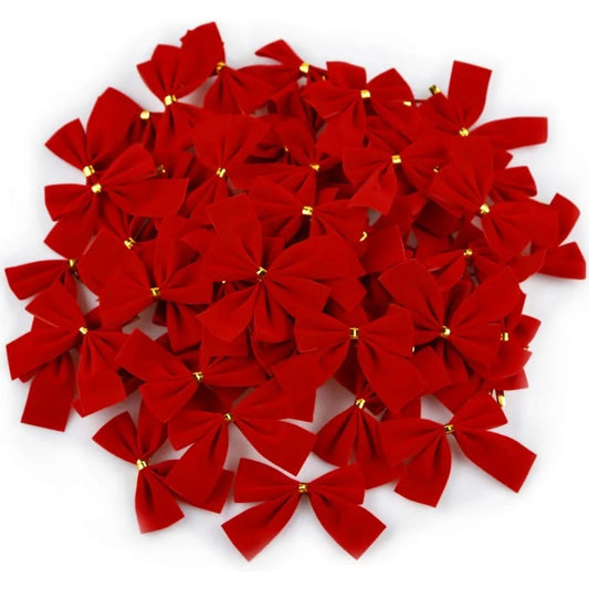 12/24/36PCS Christmas Mini Bows – Red & Gold Bowknots for Tree, Home, Wedding & New Year Party Decorations