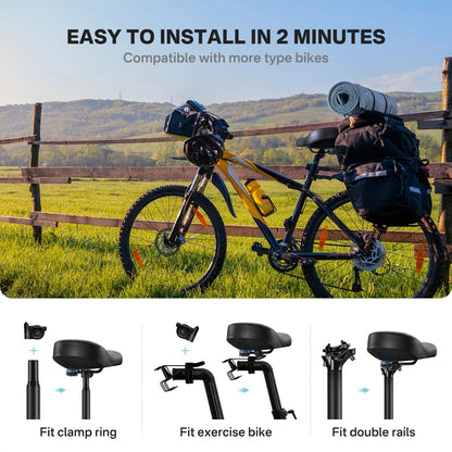 YOUNGDO Noseless Oversize Bike Seat Cushion | Wide Bicycle Saddle for Peloton, Stationary, Ebike & City Bikes