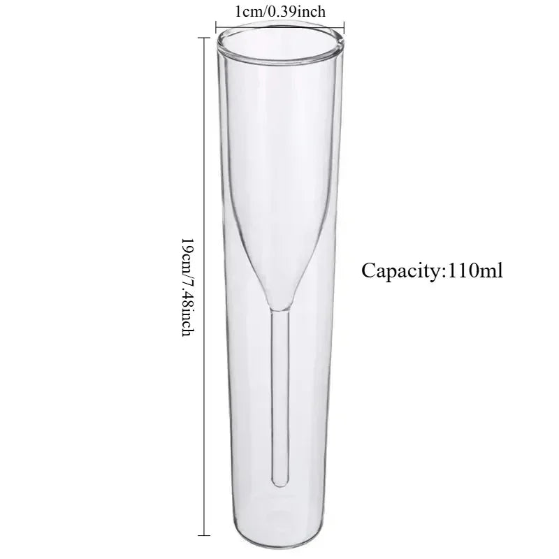Double-Wall Insulated Champagne Glasses - Crystal Tulip Flute Cups for Weddings & Parties