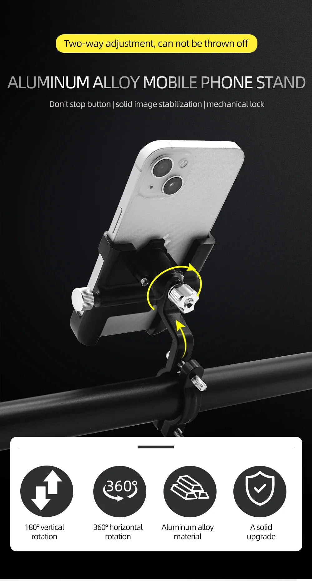 ThinkRider Anti-Vibration Bicycle Phone Mount for Mountain & Road Bikes – Navigation & Mobile Stand for E-Bikes