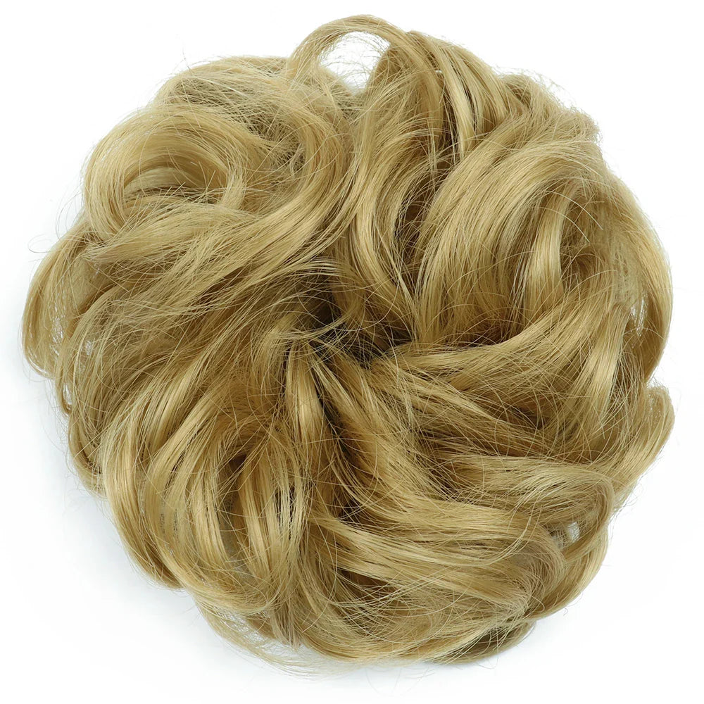 Azqueen Synthetic Messy Bun Chignon – Gray Brown Hair Bun Pad with Elastic Rope & Rubber Band Hair Extensions