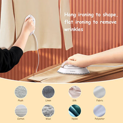 Portable Handheld Mini Electric Dry Iron - Dual-Voltage Non-Steam Garment Iron for Clothes, Lightweight Travel Design