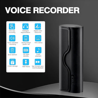 500-Hour Digital Audio Recorder – Professional 32GB/64GB Flash Drive MP3 Player for Lectures & Recording