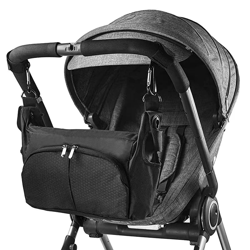 Portable Diaper Bag: Mommy Storage Solution for Doona Stroller - Compatible & Waterproof Black Storage Bag for Stroller Accessories