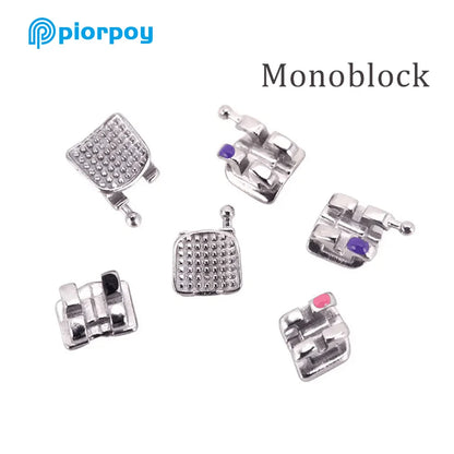 PIORPOY Dental Braces Kit – Orthodontic Metal Brackets MIM Monoblock Roth MBT 022 018 with Hooks for Teeth Treatment