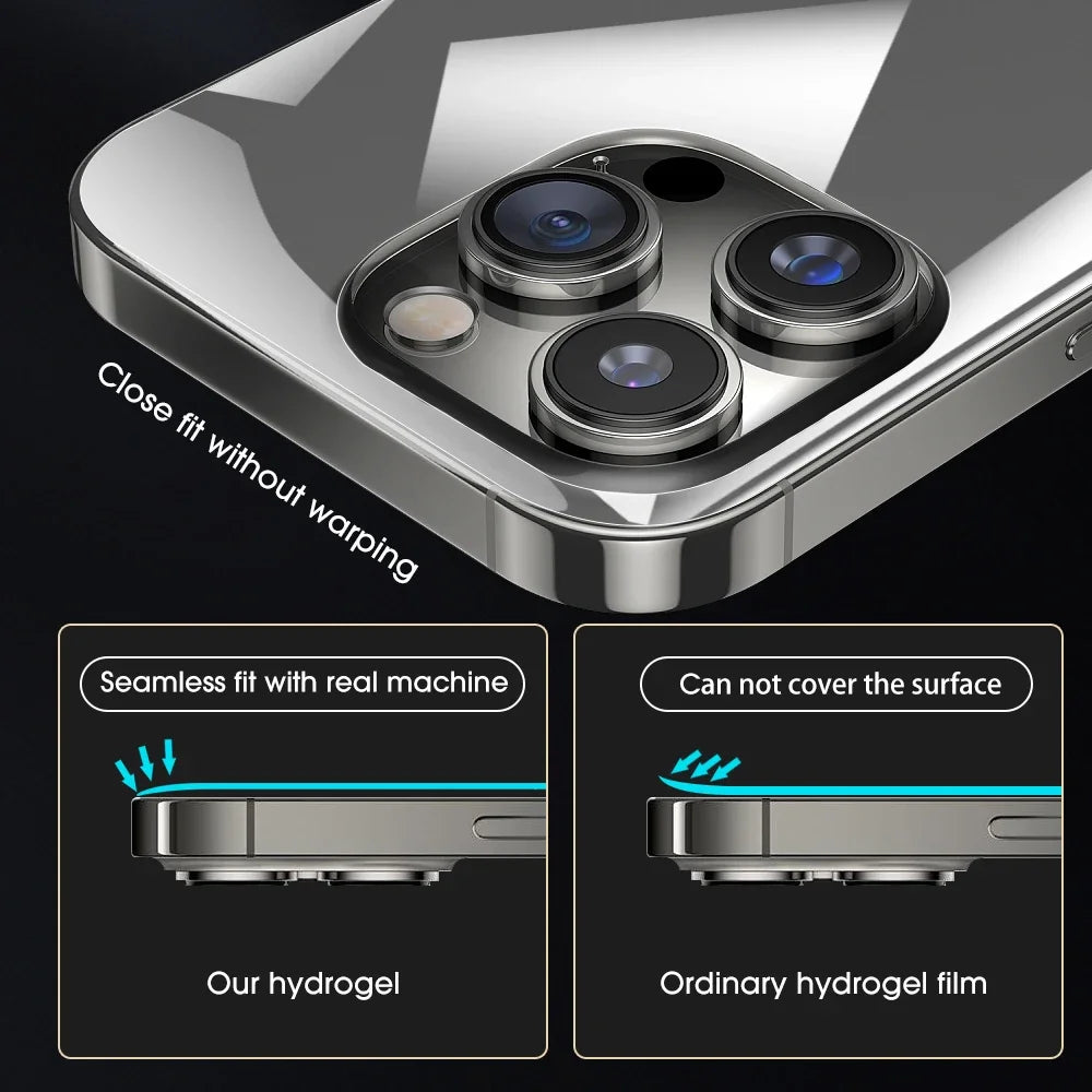 3 Sets Back Hydrogel Film Border Frame Stickers — Full Cover Back Screen Protectors for iPhone 16 Pro, 15, 14, 13, 12 Pro Max Plus