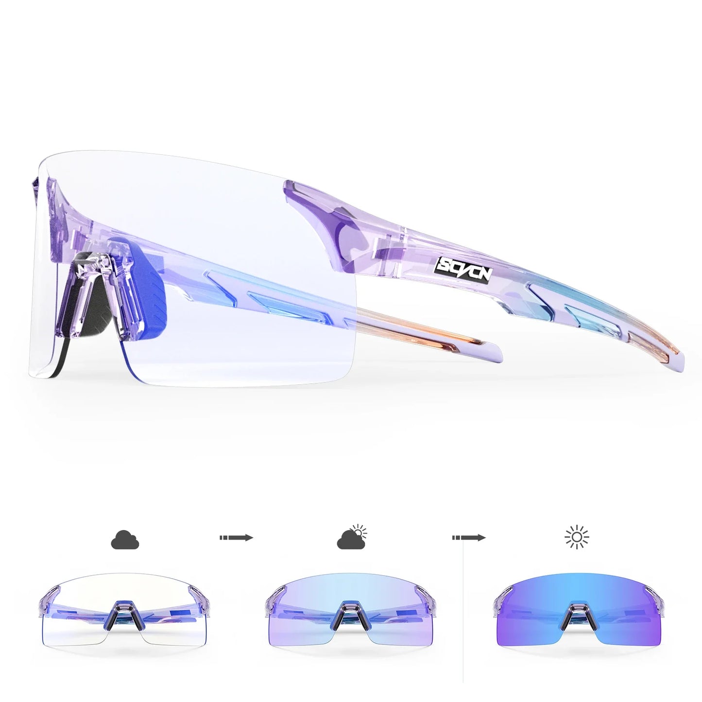SCVCN Photochromic Sunglasses for Cycling & Outdoor Sports - Men & Women's MTB Climbing Eyewear, Driving Bicycle Goggles