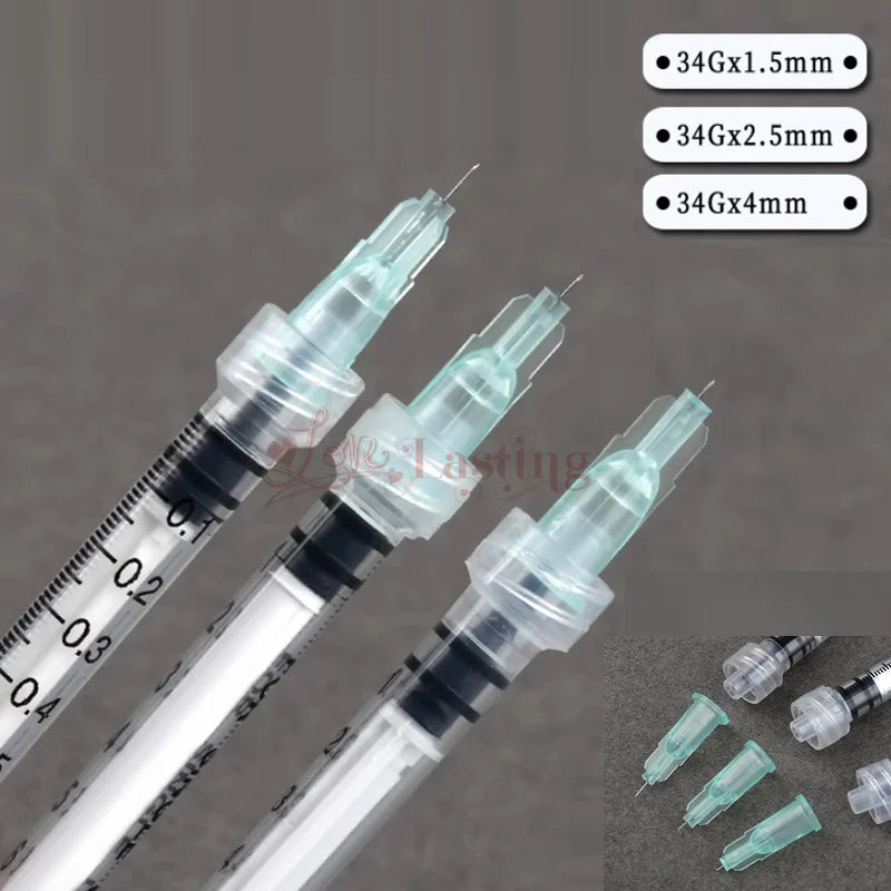 1ml Luer Syringes Kit with 30G–34G Needles (2.5–4mm) – Sharp Precision Injection & Tattoo Tool Set