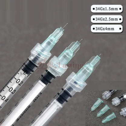 1ml Luer Syringes Kit with 30G–34G Needles (2.5–4mm) – Sharp Precision Injection & Tattoo Tool Set